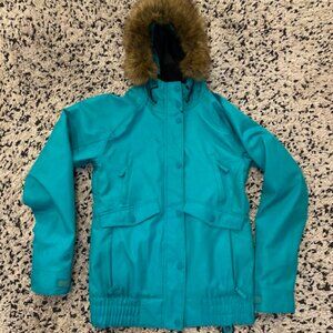 Ripzone Ski Snow Jacket Womens Small Teal 7K Fur Trim Hood
